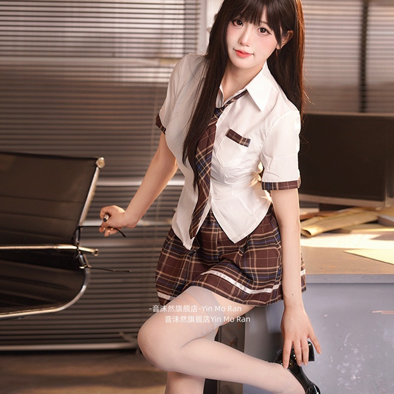 正規品:cos服英倫学院jk せいふくセットコスプレ女装格子スカートブラウン 正規品:cos服英倫学院jk せいふくセットコスプレ女装格子スカートブラウン