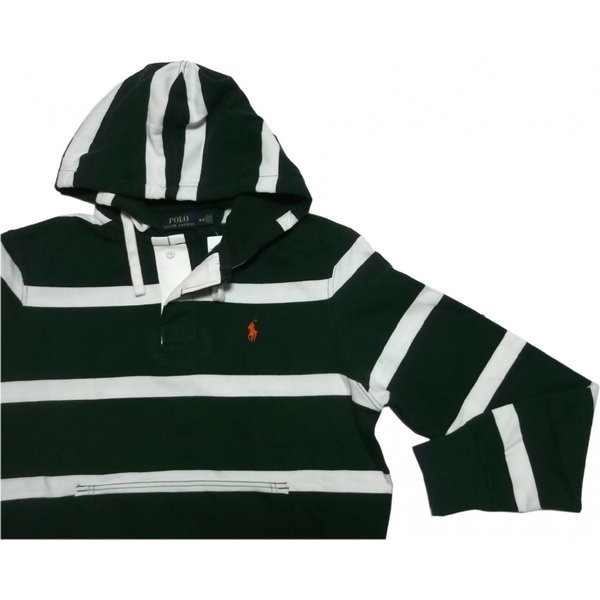 ワンポイント スウェットパーカ ボーダー ラガータイプ グリーン PR2-146
