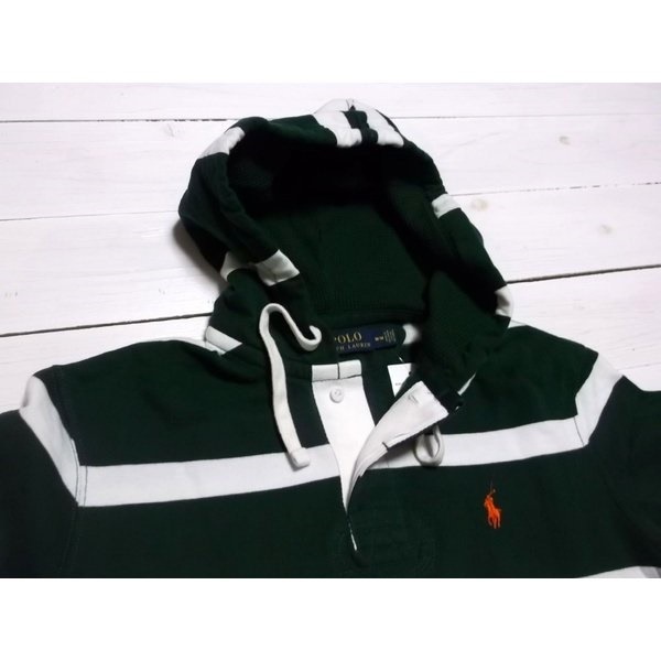 ワンポイント スウェットパーカ ボーダー ラガータイプ グリーン PR2-146