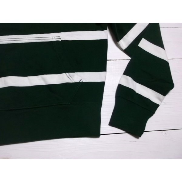 ワンポイント スウェットパーカ ボーダー ラガータイプ グリーン PR2-146
