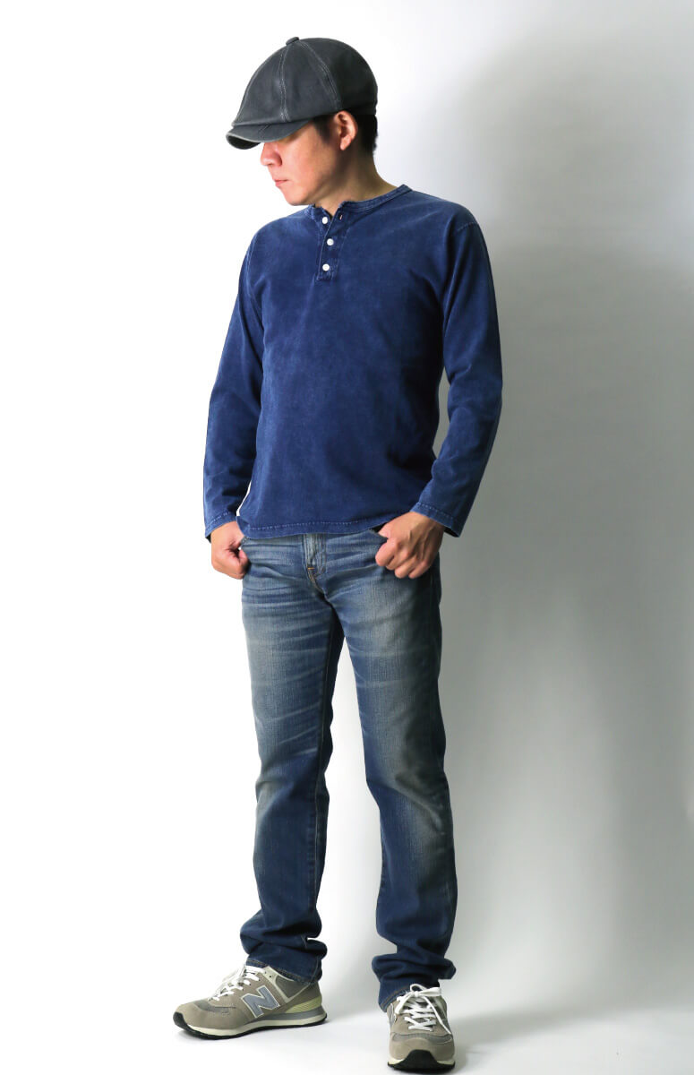 Good On(グッドオン) ロングスリーブ ヘンリーネック Tシャツ【インディゴ染め】シリーズ Tシャツ カットソー メンズ レディース