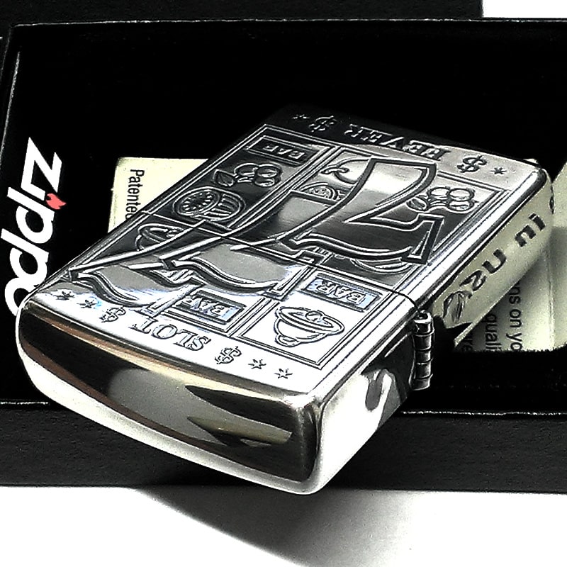 ZIPPO ライター ジッポ ジャックポットGAME スロット シルバー燻し 両面彫刻 パチスロ 銀