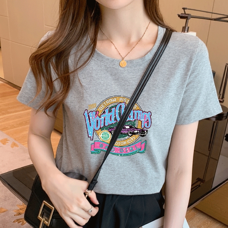 タイドブランドの半袖女性の夏のルーズワイルド21新しい白いtシャツ女性の純綿半袖黒tシャツイン 期間限定特価品