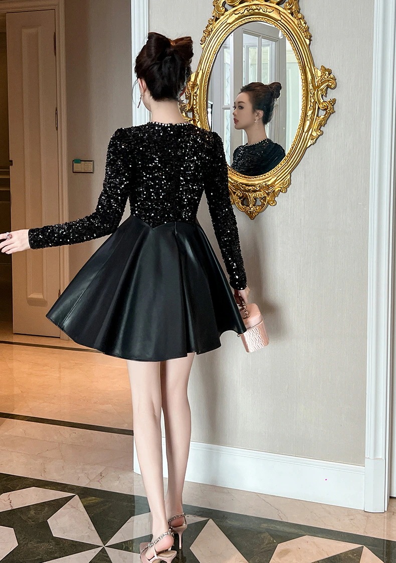 2025春 キラキラ PUドッキング ワンピース ドレス パーティー キャバ 大人 同窓会 披露宴 卒業式 結婚式 演奏会 ウェディング 二次会 メガ割