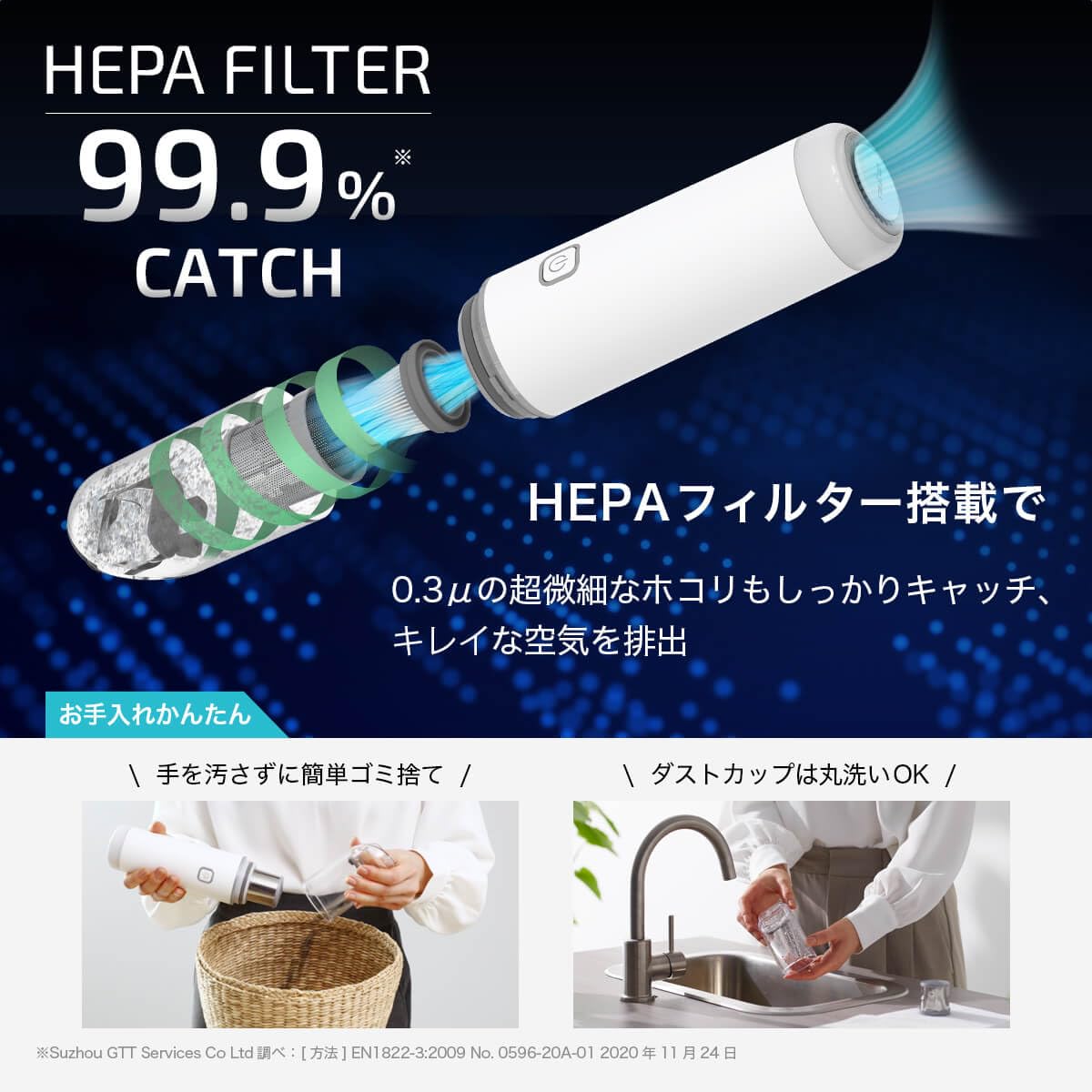 レイコップ ハンディクリーナー0.42kg軽量 11,000Pa 強力吸引 車用掃除機 強力吸引力 小型 コードレス USBケーブル充電 2WAYノズル ホワイト RMC-100