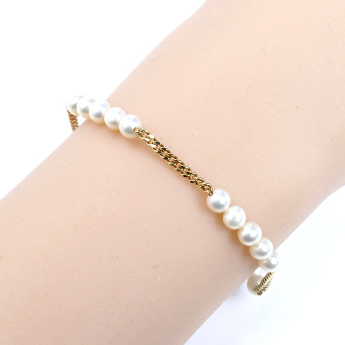 TASAKI タサキ K18YG イエローゴールド リファインド リベリオン ブレスレット パール約4.6mm 5.6g 17-22cm レディース 中古 TASAKI タサキ K18YG イエローゴールド リファインド リベリオン ブレスレット パール約4.6mm 5.6g 17-22cm レディース 中古