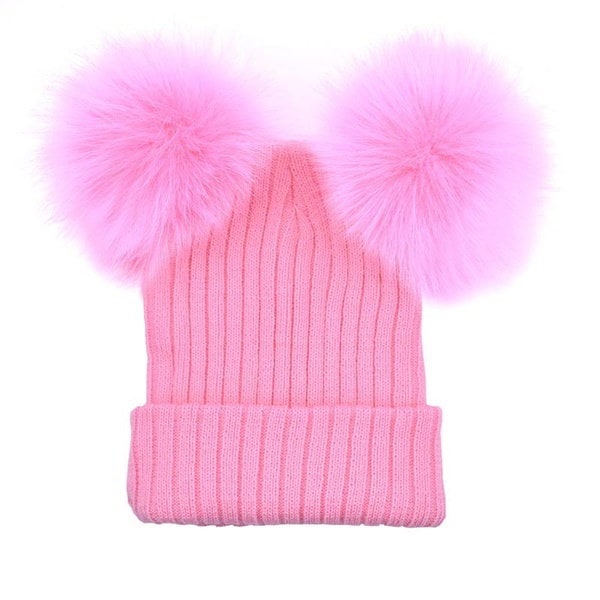 最高の贈り物ファッション女性の帽子2つのかわいいぬいぐるみのビーズニットBeanies Winter Keep Warm Crochet編まれた 最高の贈り物ファッション女性の帽子2つのかわいいぬいぐるみのビーズニットBeanies Winter Keep Warm Crochet編まれた