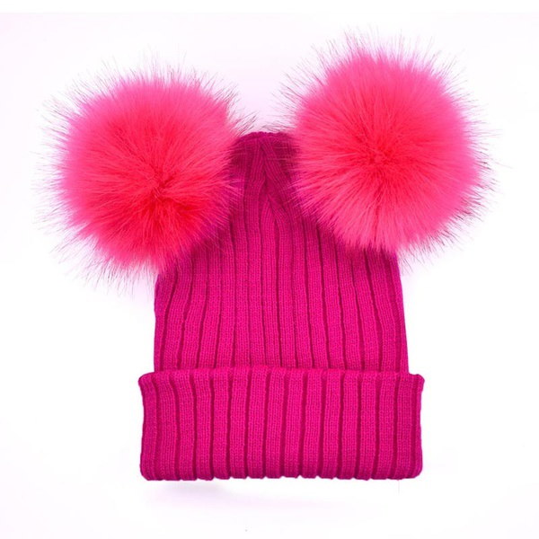 最高の贈り物ファッション女性の帽子2つのかわいいぬいぐるみのビーズニットBeanies Winter Keep Warm Crochet編まれた 最高の贈り物ファッション女性の帽子2つのかわいいぬいぐるみのビーズニットBeanies Winter Keep Warm Crochet編まれた