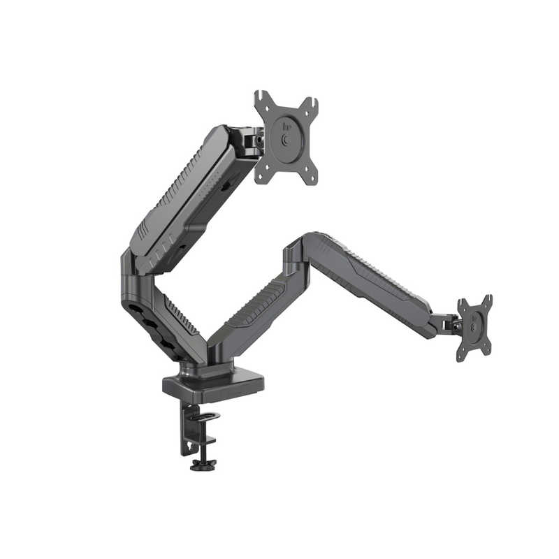 JAPANNEXT　デュアルモニターアームガス式液晶ディスプレイアーム クランプ対応 15-32インチ対応 耐荷重2-6.5kg 2画面 4軸 垂直 水平 多関節　JN-GC24V