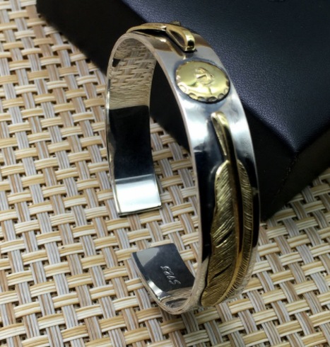 925スターリングシルバーゴロスイーグルフェザーリーフブレスレット 925スターリングシルバーゴロスイーグルフェザーリーフブレスレット