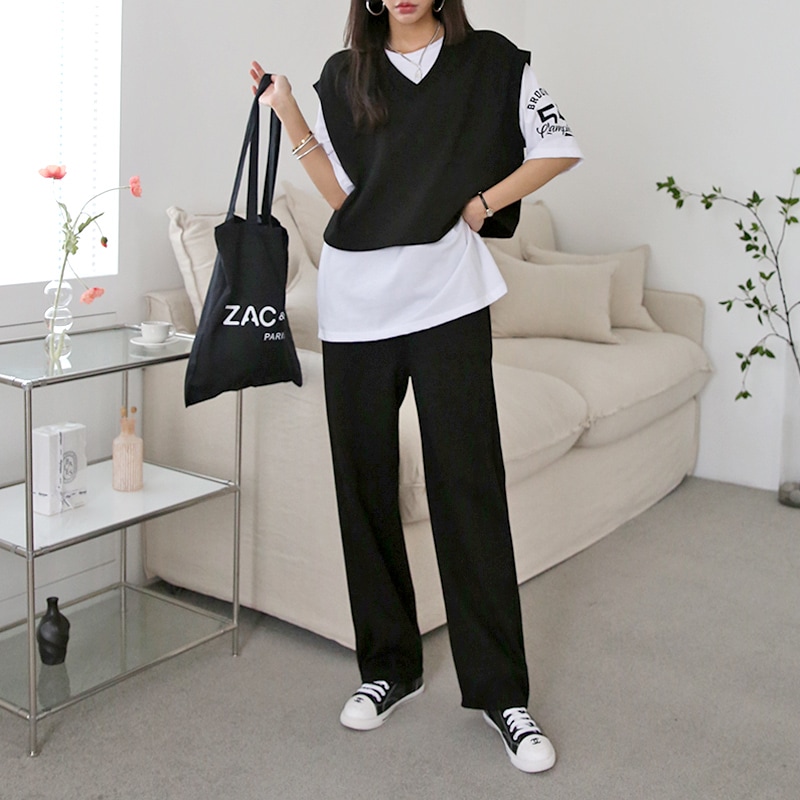 [3セット] ベスト+Tシャツ+パンツ セットアップ
