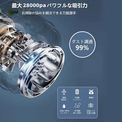 24掃除機 コードレス 軽量 サイクロン マキタ コードレス掃除機 充電式 小型 28000pa コンパクト シロカ スティック型 ハンディクリーナー スティッククリーナー