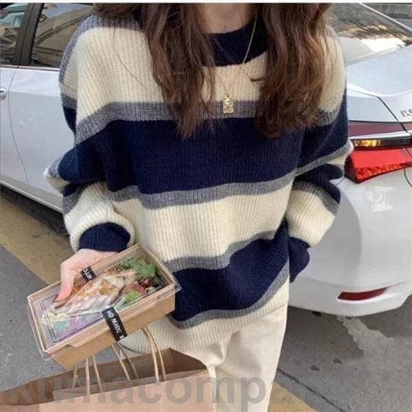 ニットセーター レディース 40代 長袖 ニットトップス ボーダー柄セーター ショット丈 ニットソー ゆったり プルオーバー 韓国風 オシャレ kanxia2418043 ニットセーター レディース 40代 長袖 ニットトップス ボーダー柄セーター ショット丈 ニットソー ゆったり プルオーバー 韓国風 オシャレ kanxia2418043