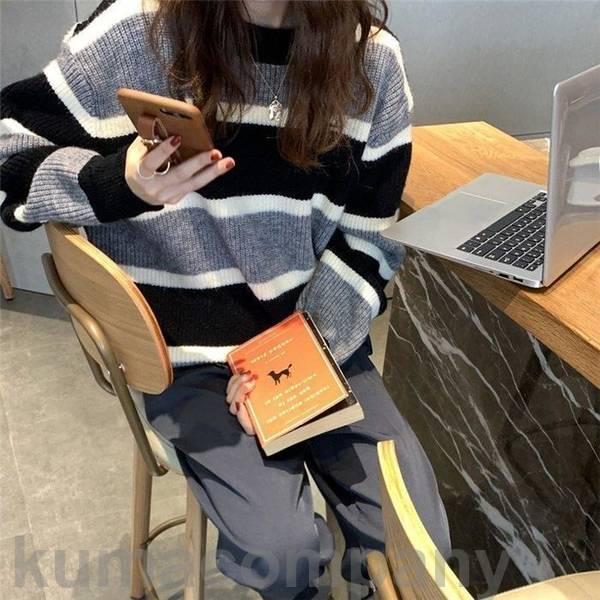 ニットセーター レディース 40代 長袖 ニットトップス ボーダー柄セーター ショット丈 ニットソー ゆったり プルオーバー 韓国風 オシャレ kanxia2418043 ニットセーター レディース 40代 長袖 ニットトップス ボーダー柄セーター ショット丈 ニットソー ゆったり プルオーバー 韓国風 オシャレ kanxia2418043