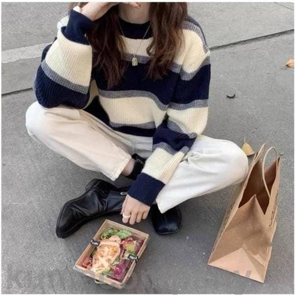 ニットセーター レディース 40代 長袖 ニットトップス ボーダー柄セーター ショット丈 ニットソー ゆったり プルオーバー 韓国風 オシャレ kanxia2418043 ニットセーター レディース 40代 長袖 ニットトップス ボーダー柄セーター ショット丈 ニットソー ゆったり プルオーバー 韓国風 オシャレ kanxia2418043