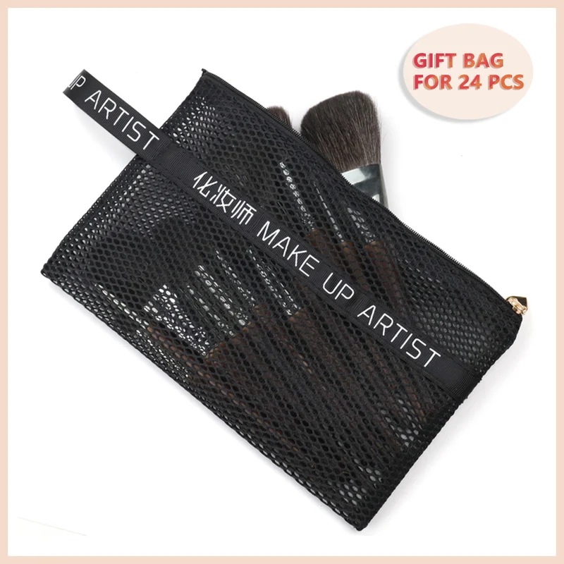 Ovw天然ヤギ毛メイクブラシセットプロキットbrocha maquillaje pedzleはmakijazuブレンド汚れブラシシェーダ XQN16PCS2