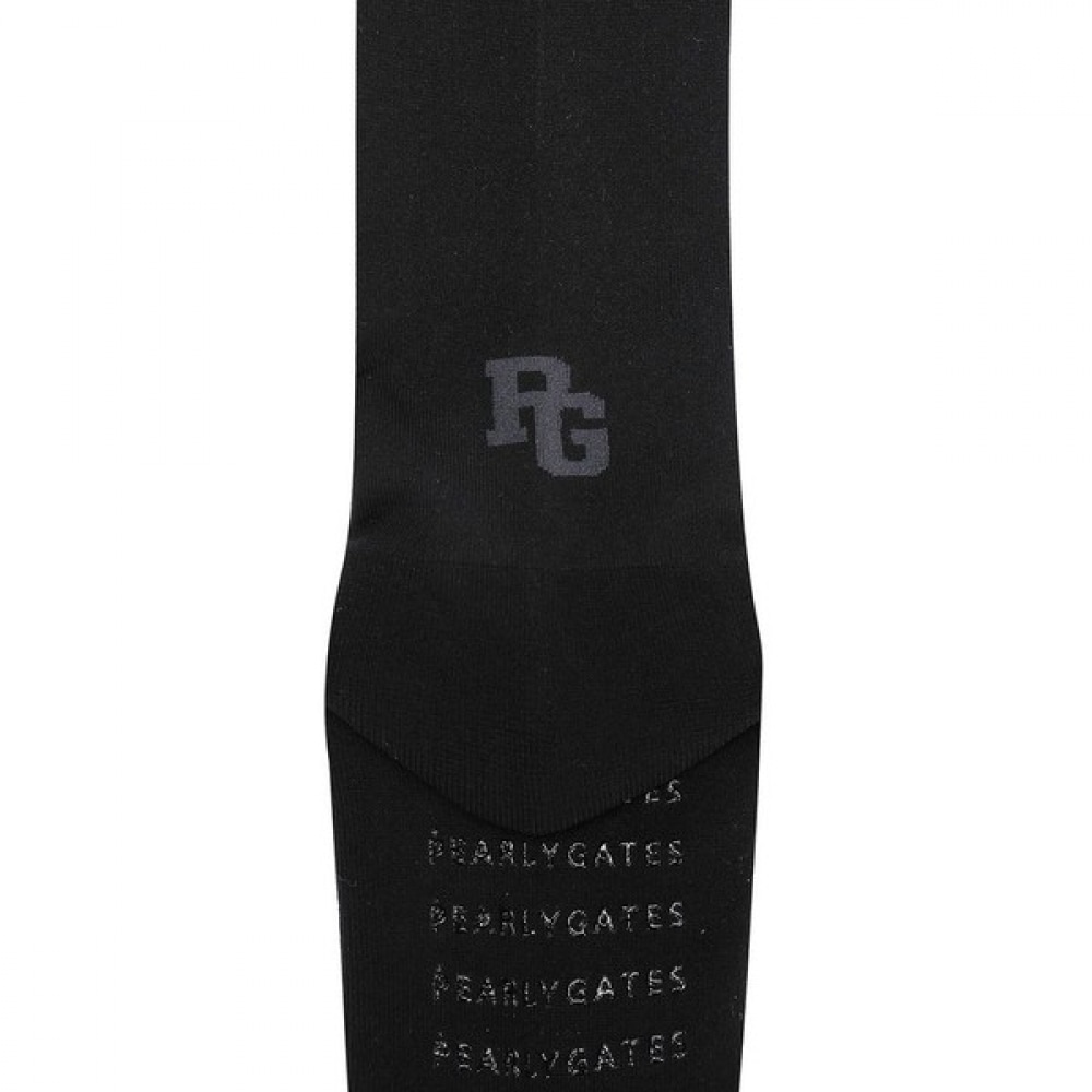 [Paris Gates] 女性用スマイル刺繍入りグリッターラインニーソックス