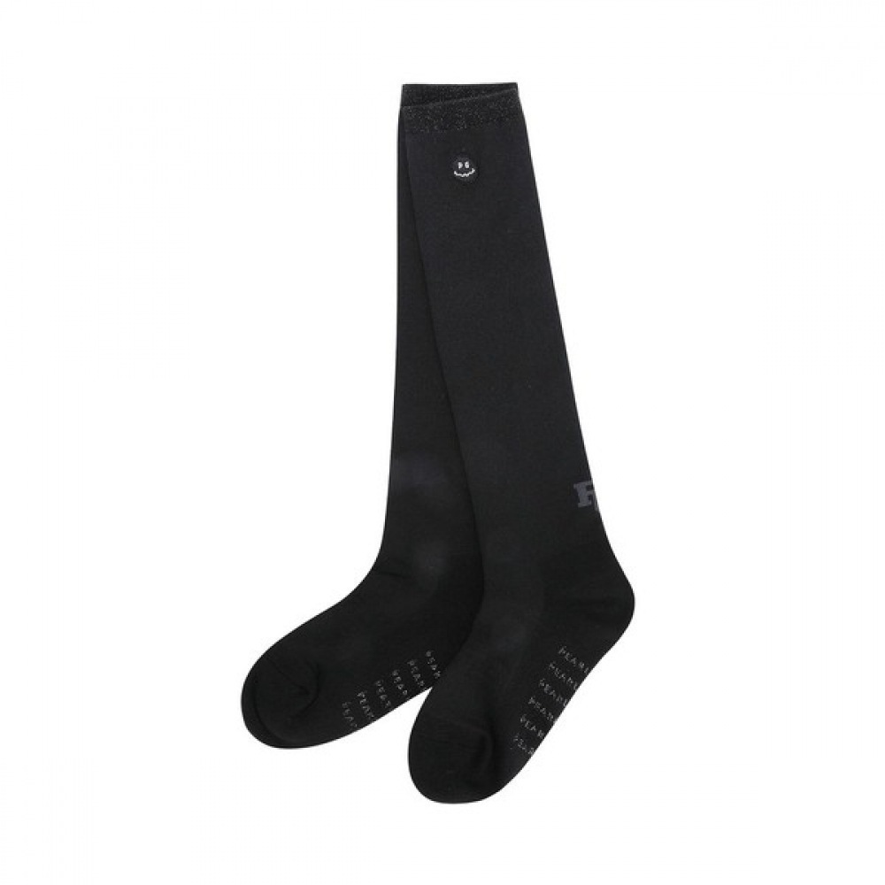 [Paris Gates] 女性用スマイル刺繍入りグリッターラインニーソックス