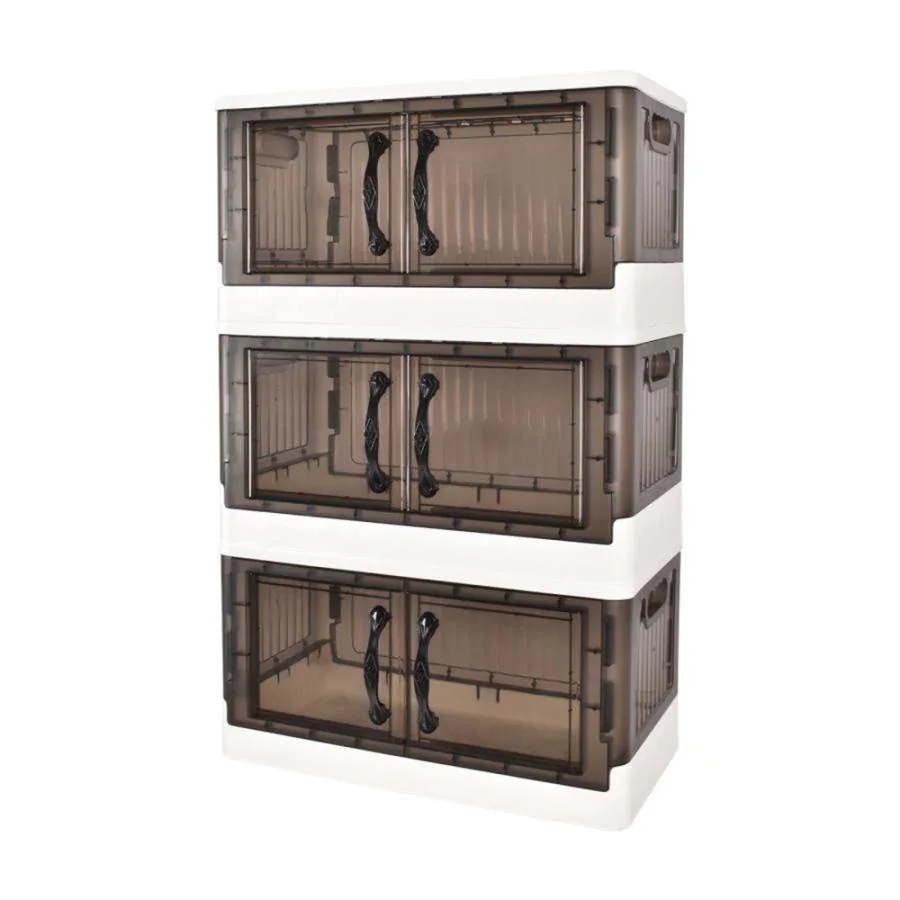 6月の収納 3段 横開き 衣類 書類 透明 3個セット 両開き 観音開き 折りたたみ キャスター付き 収納コンテナ 収納ケース フタ付き プラスチック 押し入れ収納