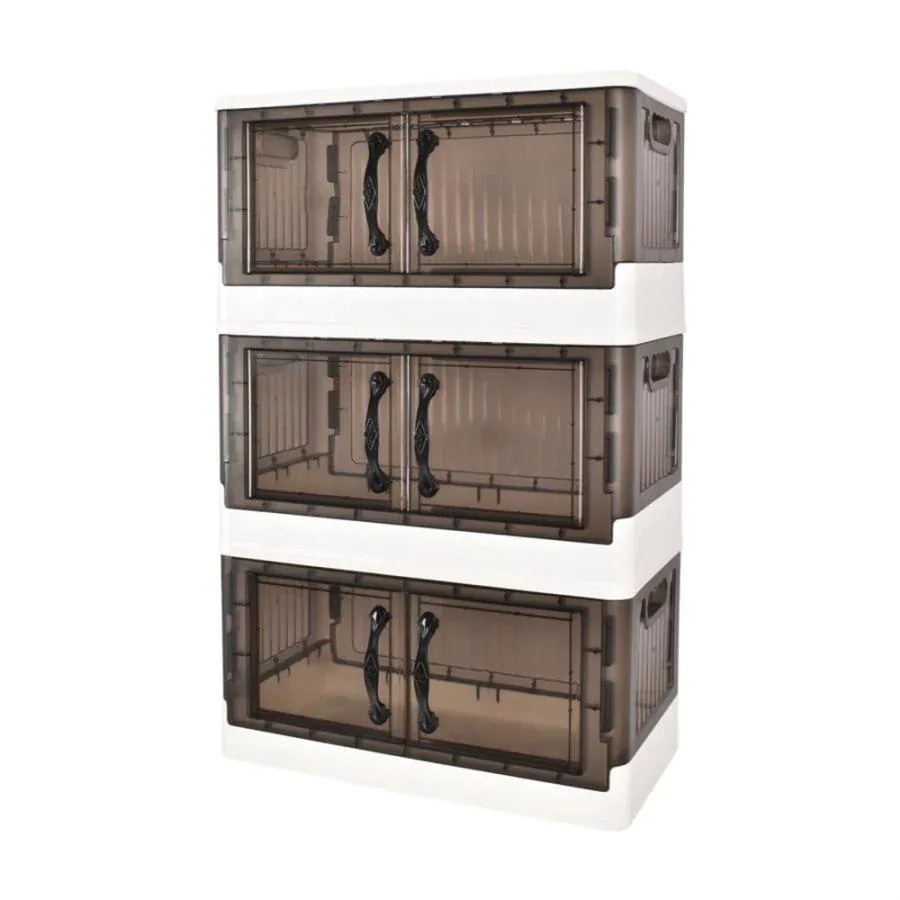 6月の収納 3段 横開き 衣類 書類 透明 3個セット 両開き 観音開き 折りたたみ キャスター付き 収納コンテナ 収納ケース フタ付き プラスチック 押し入れ収納