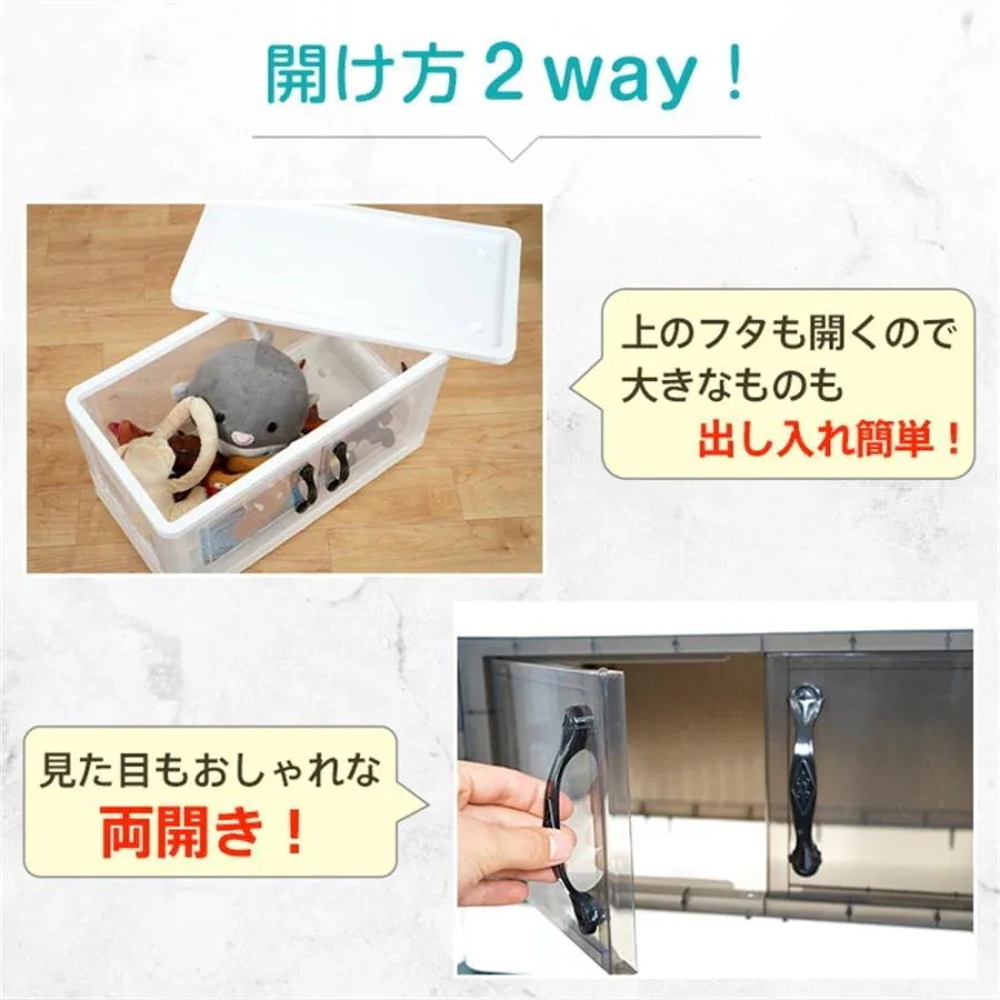 6月の収納 3段 横開き 衣類 書類 透明 3個セット 両開き 観音開き 折りたたみ キャスター付き 収納コンテナ 収納ケース フタ付き プラスチック 押し入れ収納