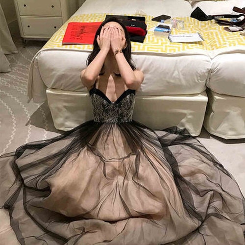 大人かわいい エレガント ドレス ワンピース ロング 花柄 レース チュール パーティー J-006