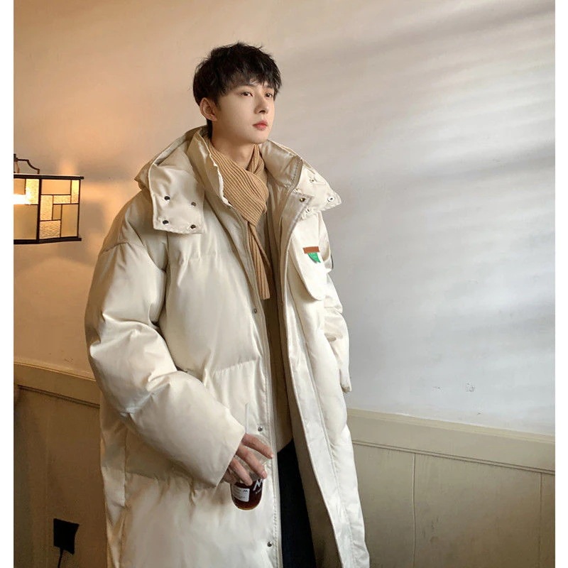 メンズ服 韓国ファッション ゆったり おしゃれ フード付き ウォーム 防寒 ロング コットンジャケット 百掛け カジュアル ins 高級感 ジャケット