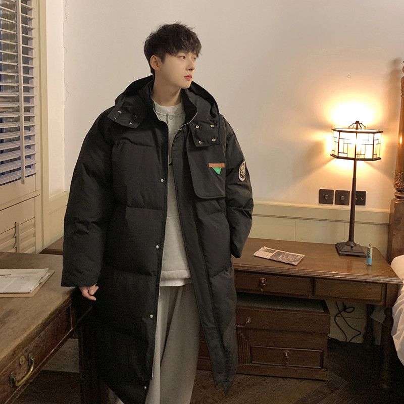 メンズ服 韓国ファッション ゆったり おしゃれ フード付き ウォーム 防寒 ロング コットンジャケット 百掛け カジュアル ins 高級感 ジャケット