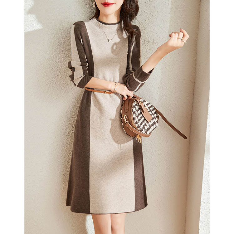 【2025新作】ワンピース 冬 ニット スカート ベージュ ブラウン 長袖 タイトお仕事 ミセス Aライン オフィスカジュアル きれいめ 卒業式 入学式 30代 40代 50代 おしゃれ パーティー