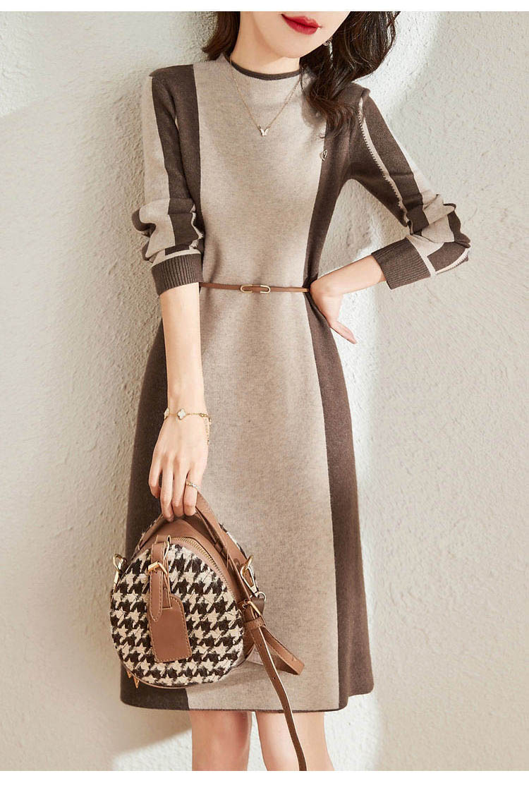 【2025新作】ワンピース 冬 ニット スカート ベージュ ブラウン 長袖 タイトお仕事 ミセス Aライン オフィスカジュアル きれいめ 卒業式 入学式 30代 40代 50代 おしゃれ パーティー