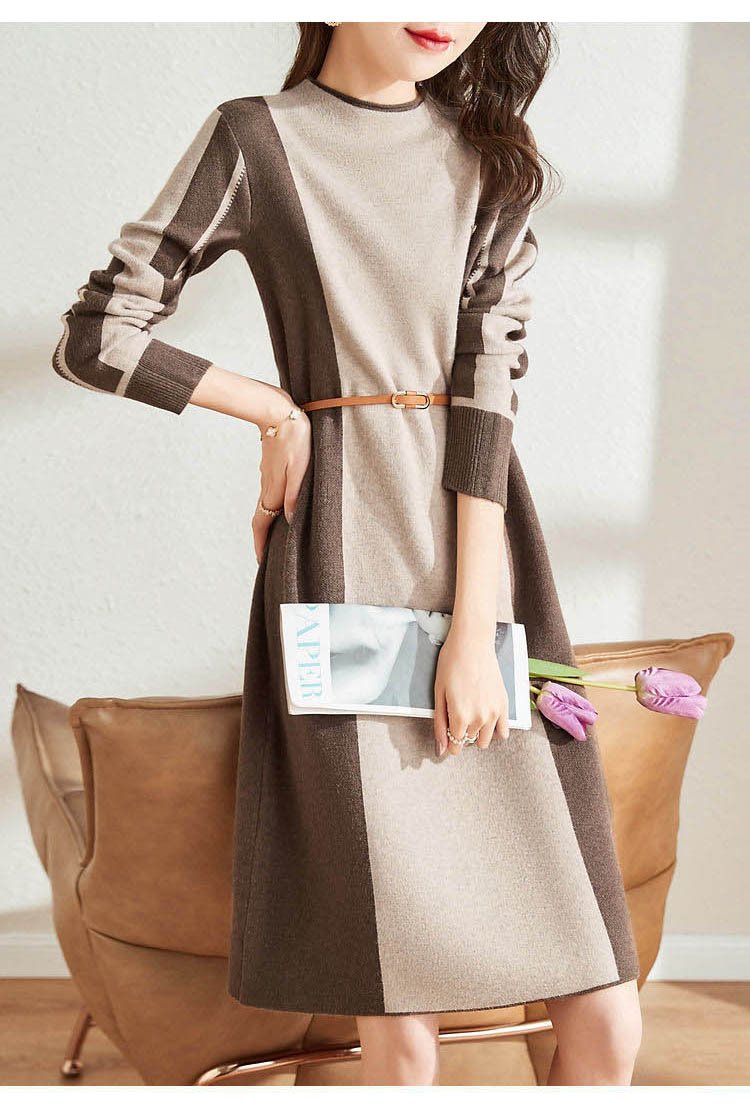 【2025新作】ワンピース 冬 ニット スカート ベージュ ブラウン 長袖 タイトお仕事 ミセス Aライン オフィスカジュアル きれいめ 卒業式 入学式 30代 40代 50代 おしゃれ パーティー