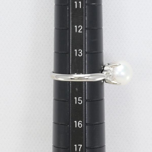 K14 14金 WG リング 指輪 14号 パール 約9mm ダイヤ 0.11 ジュエリー 中古