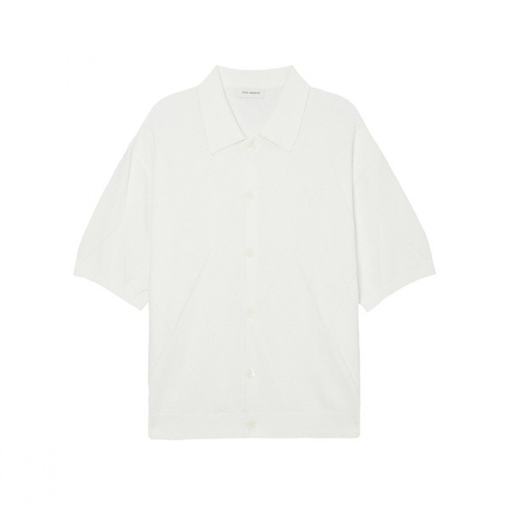 [ヘッジス] 24SS ホワイトブークルショートスリーブニット HZSW4E802WT