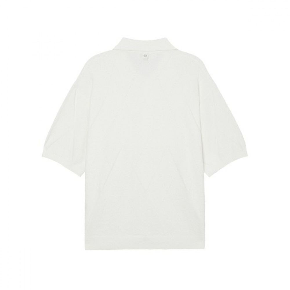 [ヘッジス] 24SS ホワイトブークルショートスリーブニット HZSW4E802WT