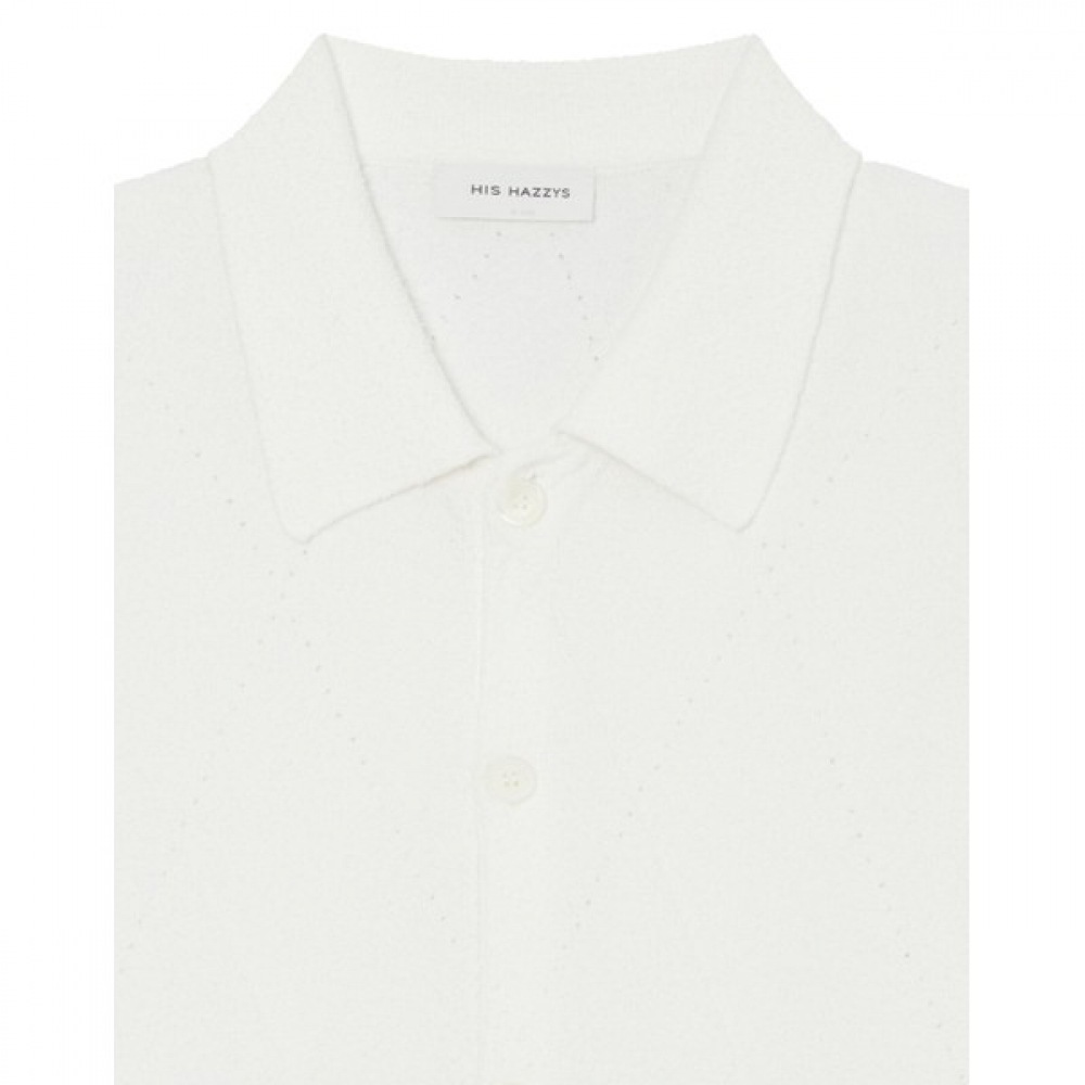 [ヘッジス] 24SS ホワイトブークルショートスリーブニット HZSW4E802WT