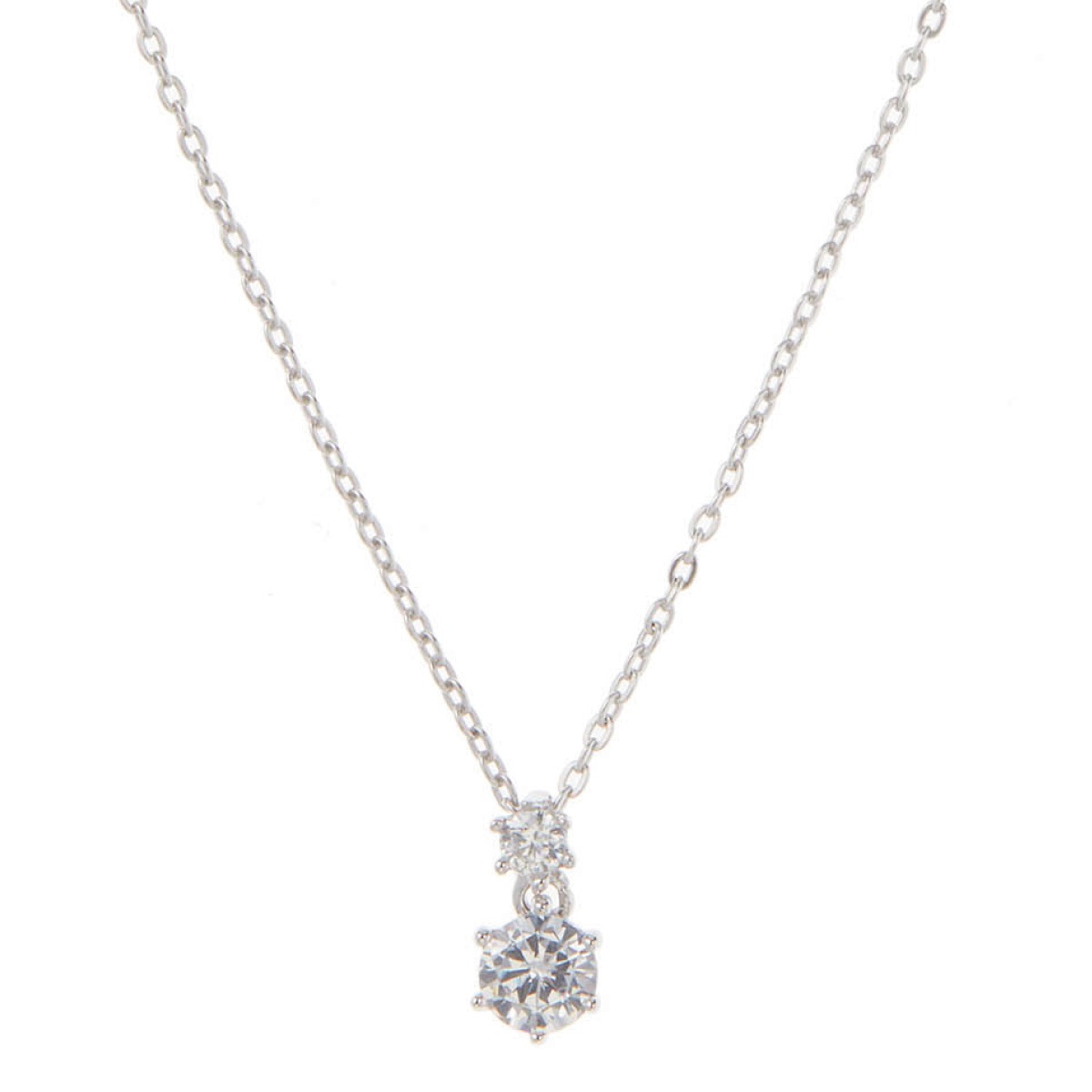 ネックレス レディース シルバー925製 キュービックジルコニア 2粒 2石 シンプル ネックレス レディース シルバー925製 キュービックジルコニア 2粒 2石 シンプル