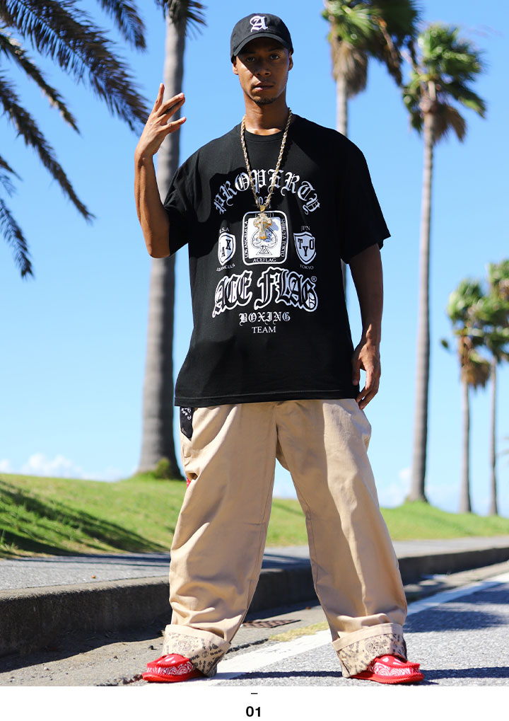 ACE FLAG 上下セット 半袖 ブランド Tシャツ ロングパンツ 上下 セットアップ メンズ 春夏用 黒 大きいサイズ エースフラッグ おしゃれ ボクシング