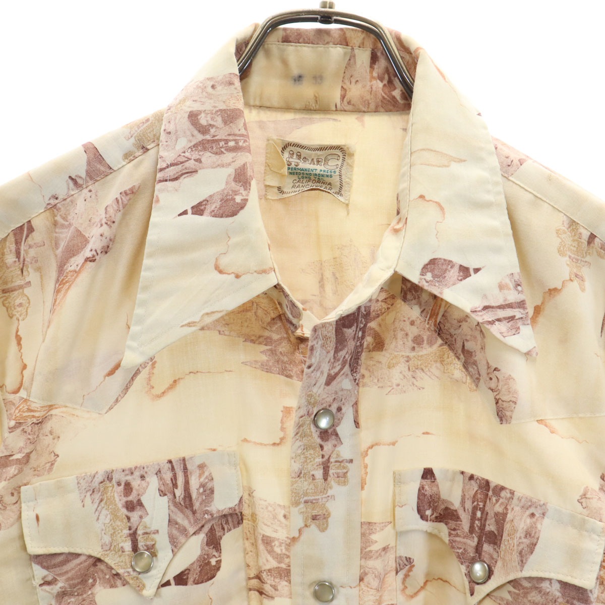 H BAR C エイチバーシー 70s ヴィンテージ 長袖 ウエスタンシャツ ベージュ メンズ 古着 H BAR C エイチバーシー 70s ヴィンテージ 長袖 ウエスタンシャツ ベージュ メンズ 古着