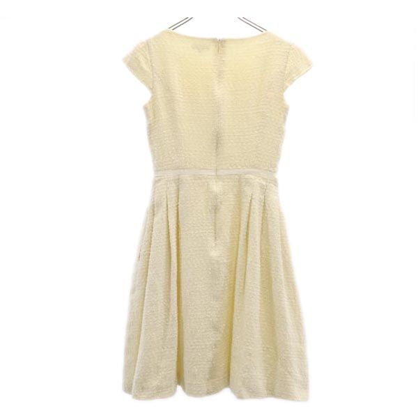 日本製 ウールブレンド ショートスリーブ 半袖 フレンチスリーブ ワンピース 4 アイボリー バックジップ レディース