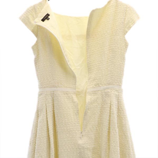 日本製 ウールブレンド ショートスリーブ 半袖 フレンチスリーブ ワンピース 4 アイボリー バックジップ レディース