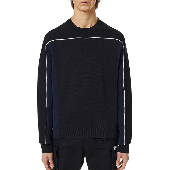 長袖ニットセーター メンズ K-WICHITA ワンポイントロゴ刺繍 切替 die-m-t-f8-10n 長袖ニットセーター メンズ K-WICHITA ワンポイントロゴ刺繍 切替 die-m-t-f8-10n