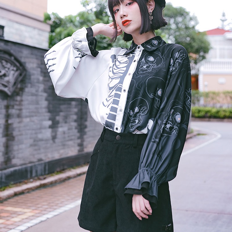 シャツ レディース 柄シャツ トップス ブラウス ランタンスリーブ オリジナル 個性的 シャツ レディース 柄シャツ トップス ブラウス ランタンスリーブ オリジナル 個性的