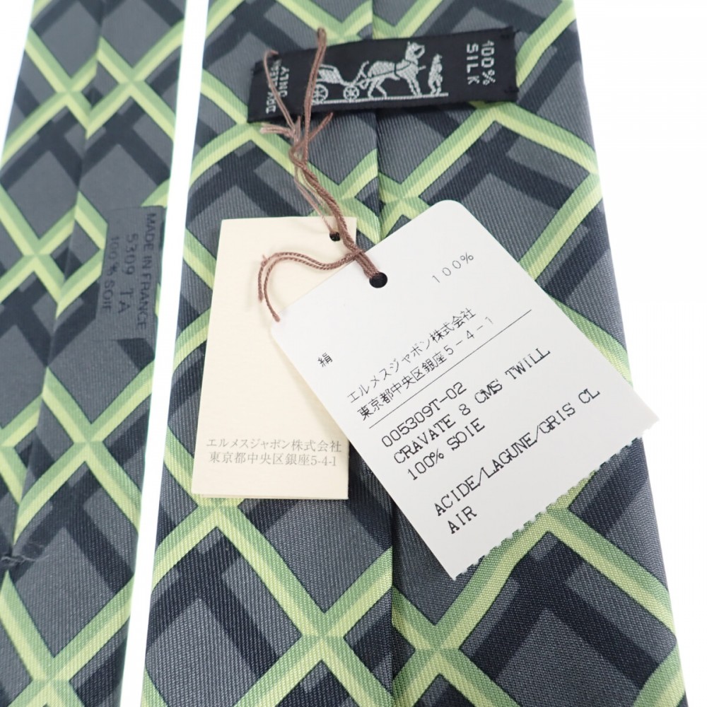 チェック柄 5309TA ネクタイ シルク グレー メンズ【SAランク】 チェック柄 5309TA ネクタイ シルク グレー メンズ【SAランク】