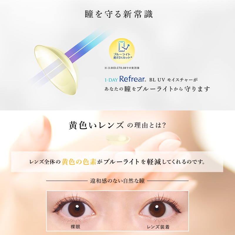 注目の!ブルーライトカットコンタクト 6箱 ワンデーリフレアBL UVモイスチャー55 180枚
