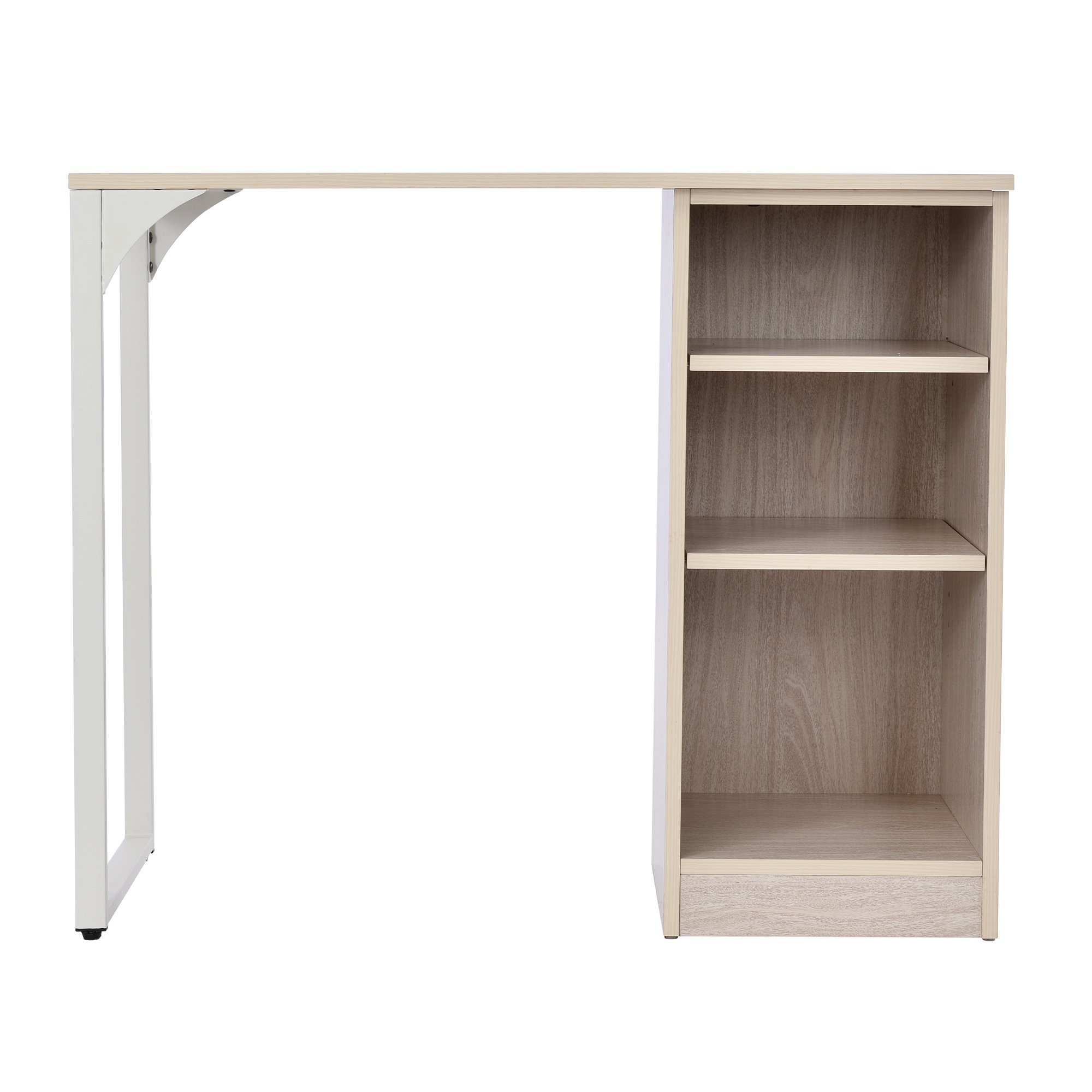 【国内発送】268【2個セット】【新品登場】パソコンデスク 3段シェルフ付 オフィスデスク 簡易デスク 木製 ミシン台 学習机 アジャスター付き【ホワイト】