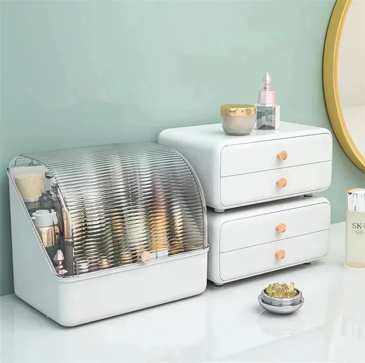 【急速出荷!】2つ買うと0オフスタイル 収納ボックス 化粧品 デスクトップ シェルフボックス 引き出し式 整理 化粧台 防塵 口紅 スキンケア