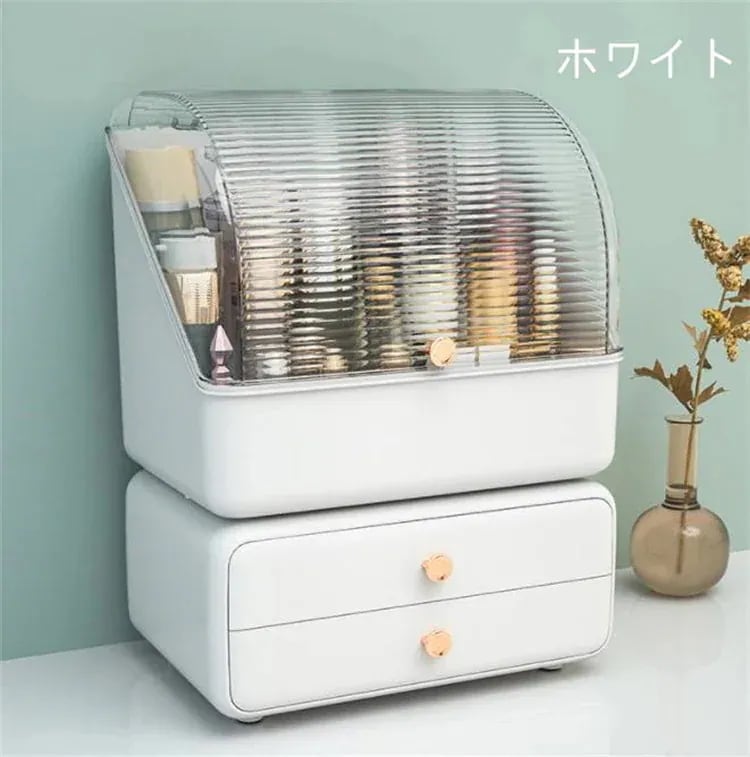 【急速出荷!】2つ買うと0オフスタイル 収納ボックス 化粧品 デスクトップ シェルフボックス 引き出し式 整理 化粧台 防塵 口紅 スキンケア