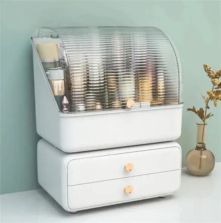 【急速出荷!】2つ買うと0オフスタイル 収納ボックス 化粧品 デスクトップ シェルフボックス 引き出し式 整理 化粧台 防塵 口紅 スキンケア