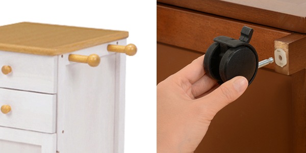 折りたたみデスク 幅88cm ワゴン付き キャスター デスク 収納 引き出し 机