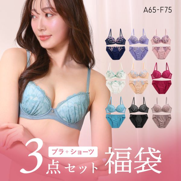 Qoo10 シロハト ブラジャー ショーツ 3点セット 無地